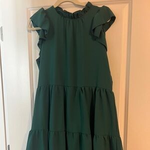 Entro Green Ruffle Sleeve Mini Dress